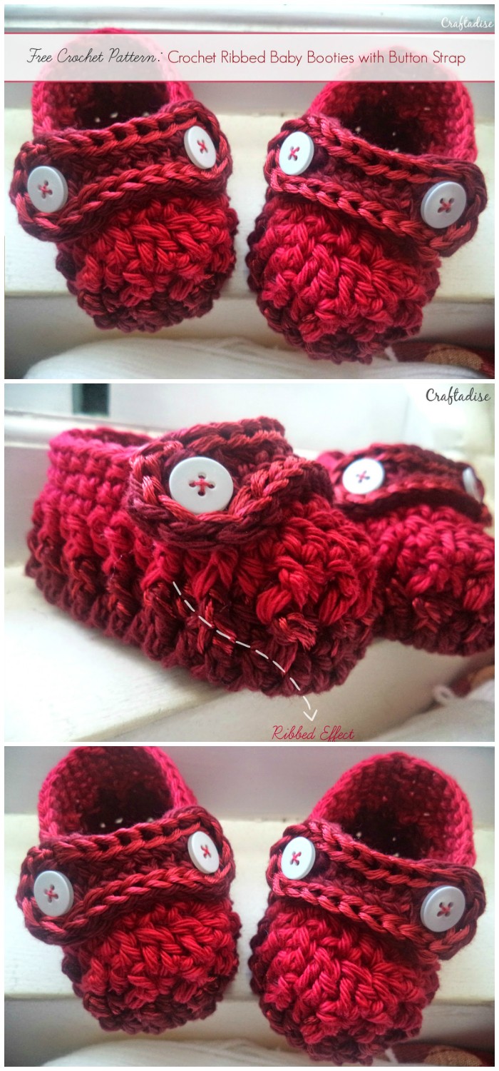 Crochet Ribbed Baby Booties