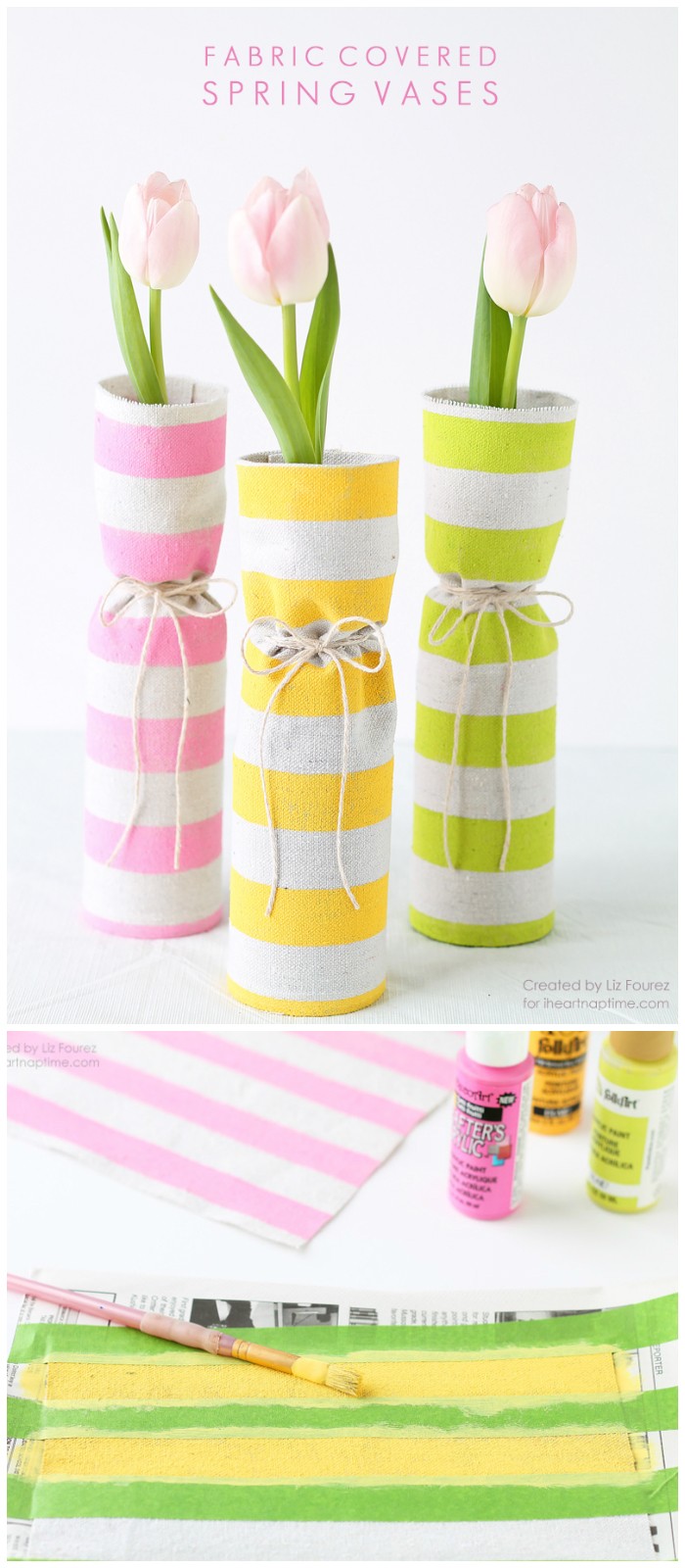 Fabric Covered Spring Vases