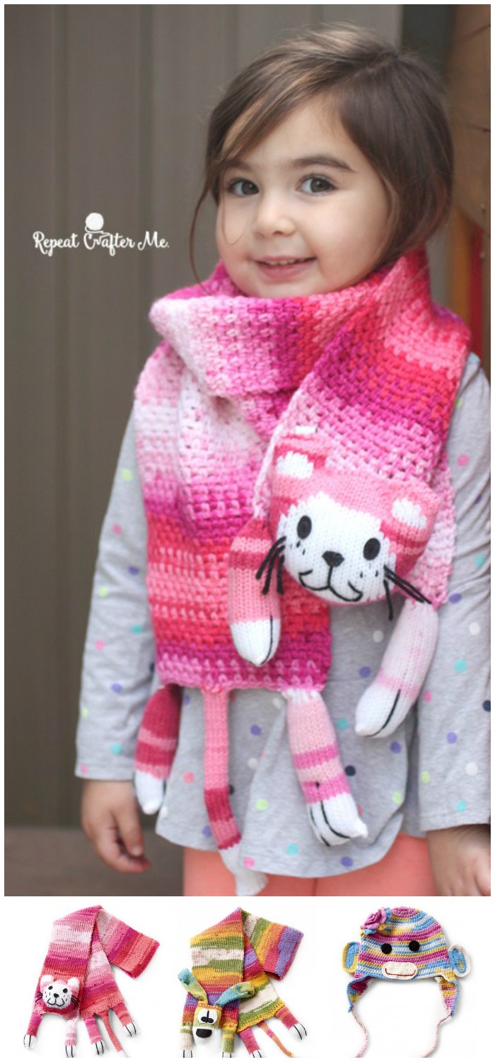Caron Critters Crochet Cat Scarf
