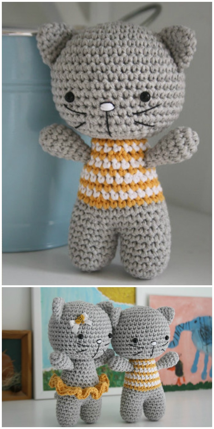 Crochet Small Cat With Joined Legs Amigurumi
