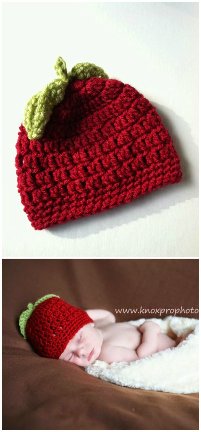 Red Apple Crochet Baby Hat Pattern