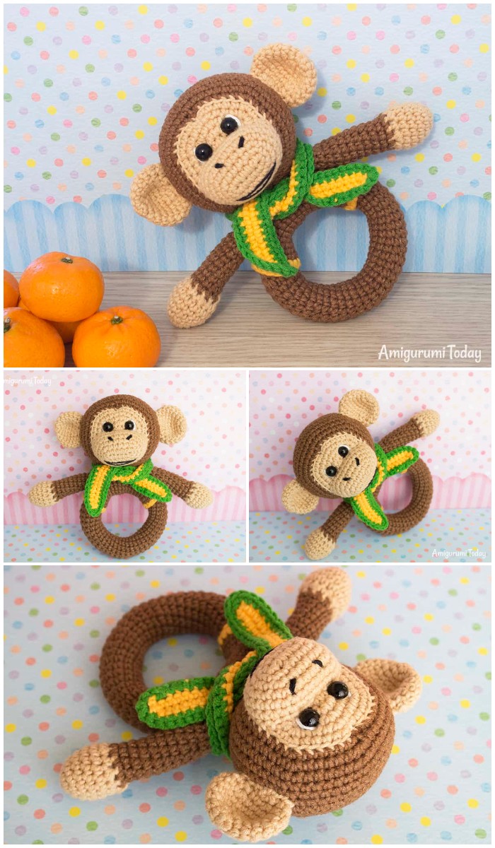 Monkey Baby Rattle Crochet Designed Pattern By Amigurumi Today