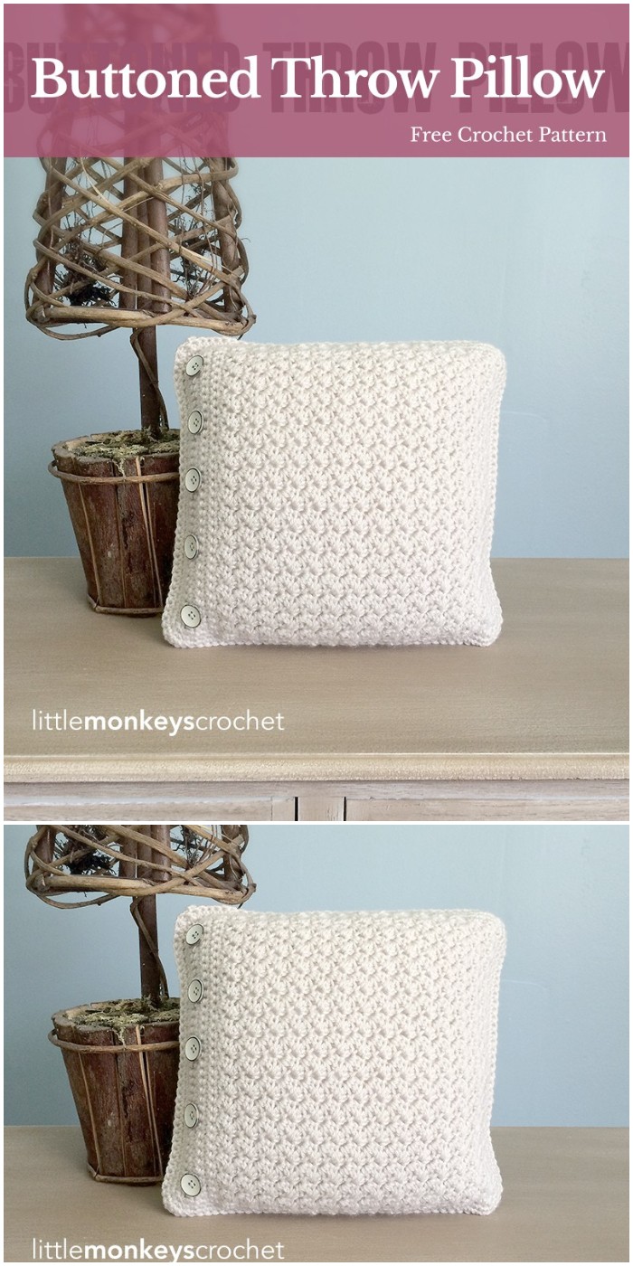 Crochet Buttoned Throw Pillow