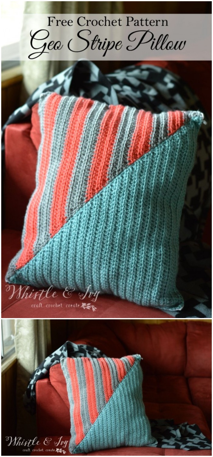Crochet Geo Stripe Pillow