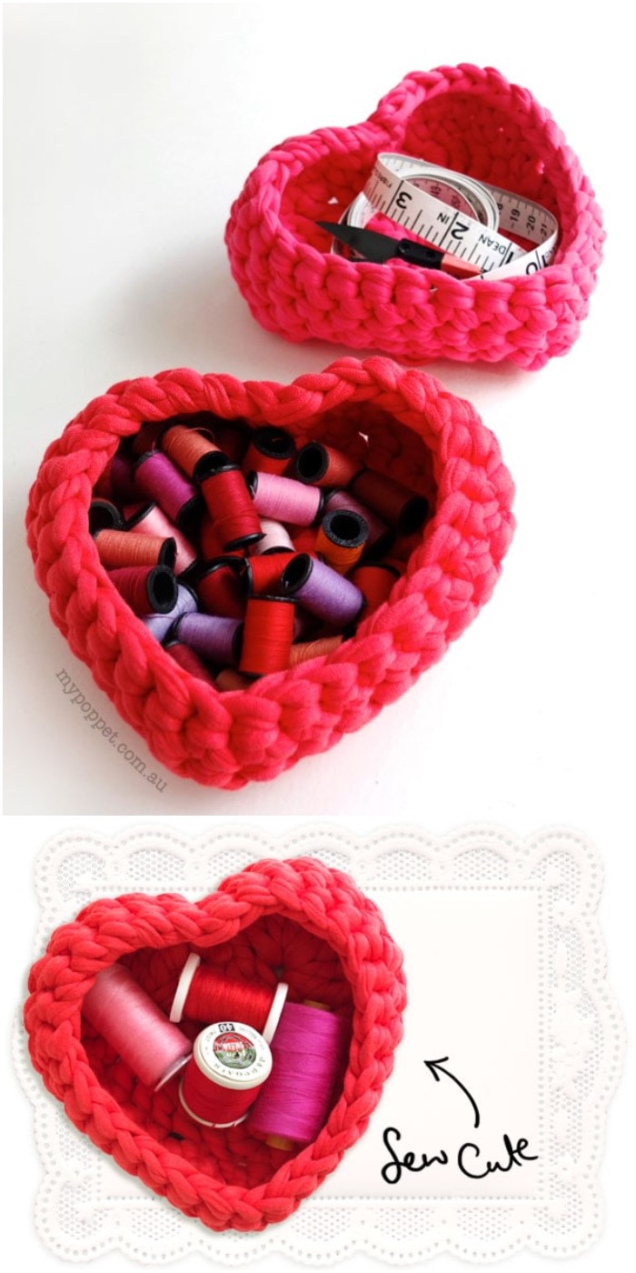 Crochet Heart Baskets