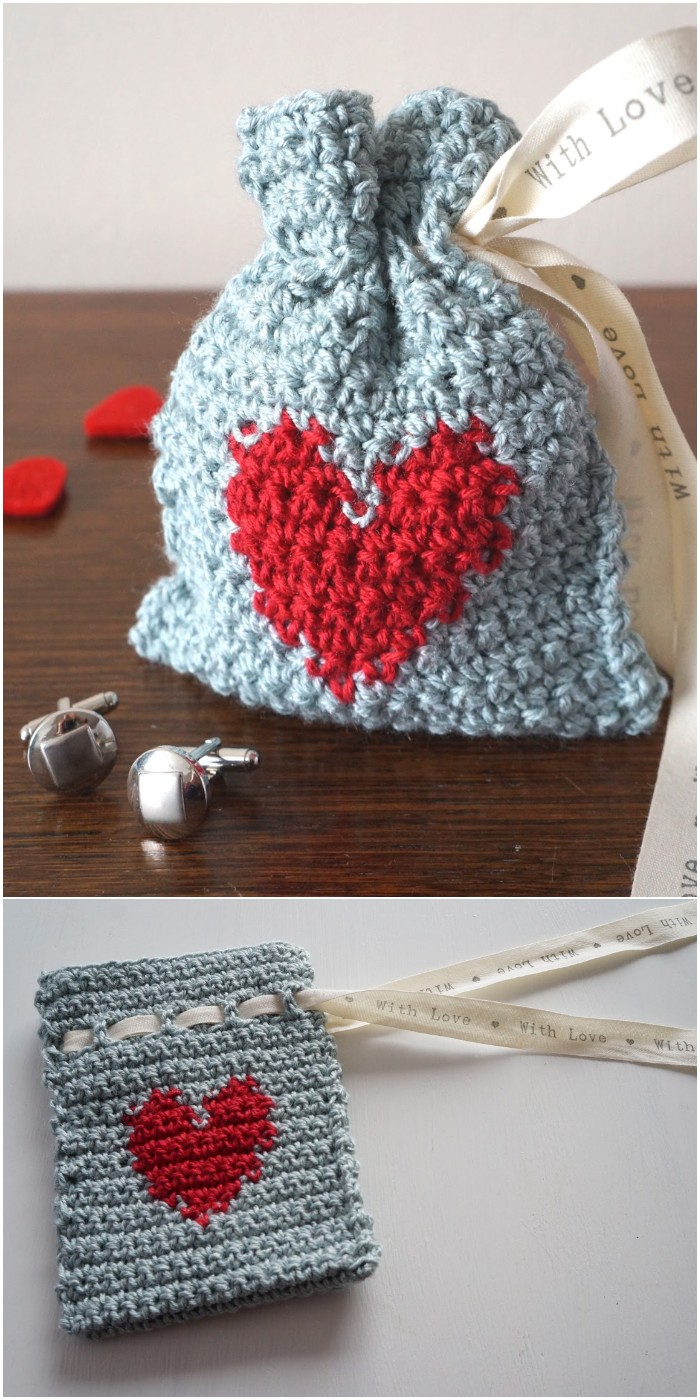 Crochet Valentines Day Gift Bag